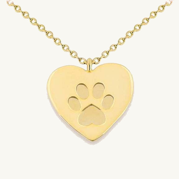 Paw Print Heart Pendant Necklace – Heart O' Gold